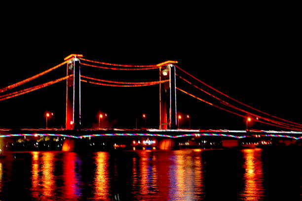 Ampera Bridge Night Life stock photo