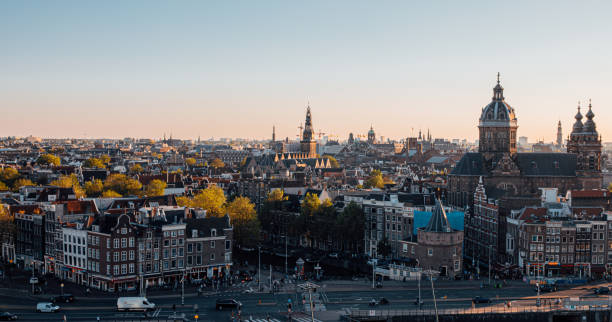 Amsterdam aerial cityscape stock photo