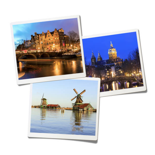 amsterdam-collage (clipping-pfad) - freisteller – neutraler hintergrund fotos stock-fotos und bilder
