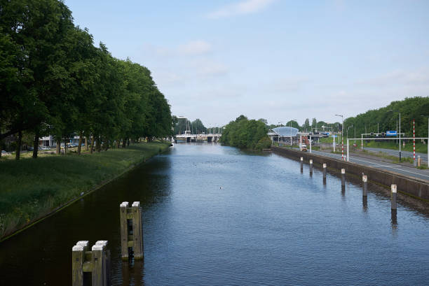 Amsterdam, Netherlands Amsterdam, Netherlands - May 16, 2018: View of Buiksloterkanaal amsterdam noord stock pictures, royalty-free photos & images
