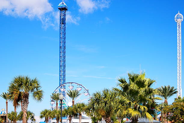 Amusement Park Through the Palms stock photo