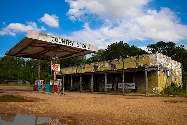 An abandoned petrol and country store stock photo