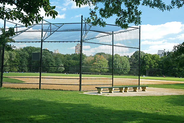 An empty softball field in Central Park, NY stock photo