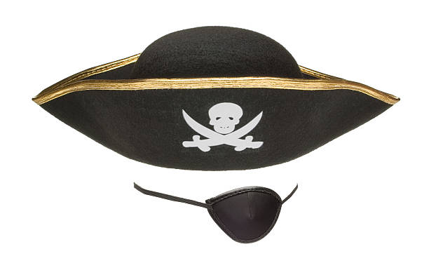 An eye patch and a pirates hat stock photo