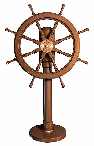 An illustration of a boat wheel made of wood stock photo