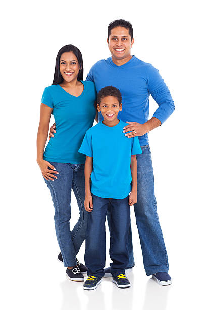 An image of a young Indian family  beautiful young indian family isolated on white background t shirt photos stock pictures, royalty-free photos & images