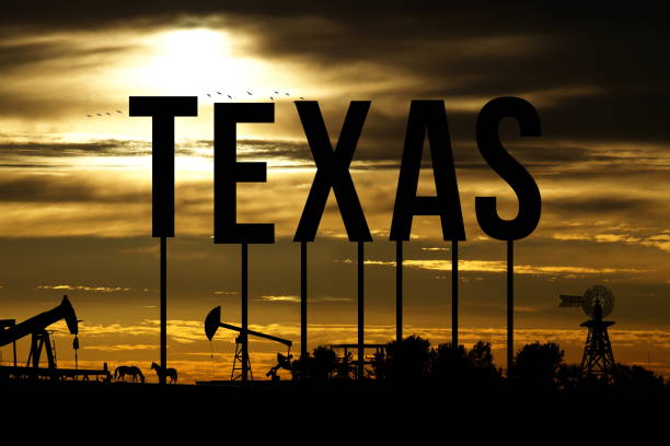 An oil field in Texas stock photo