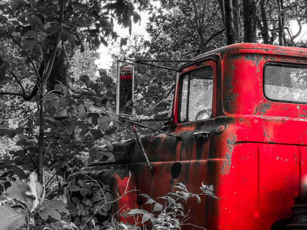 An old red truck. stock photo