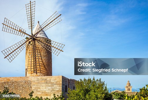 istock An old windmill in Algadia Mallorca Spain 1088799196