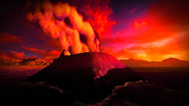 anak krakatau em erupção - tonga - fotografias e filmes do acervo