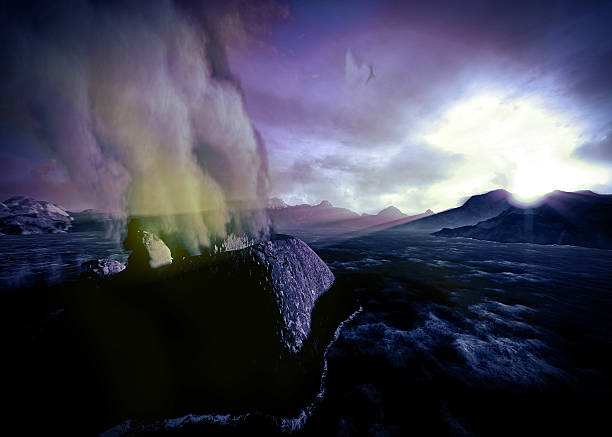 anak krakatau erupting - tonga volcano 個照片及圖片檔
