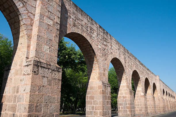 Ancient aqueduct of Morelia, Michoacan (Mexico) stock photo