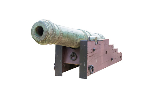 Ancient artillery,isolated on white background with clipping path.