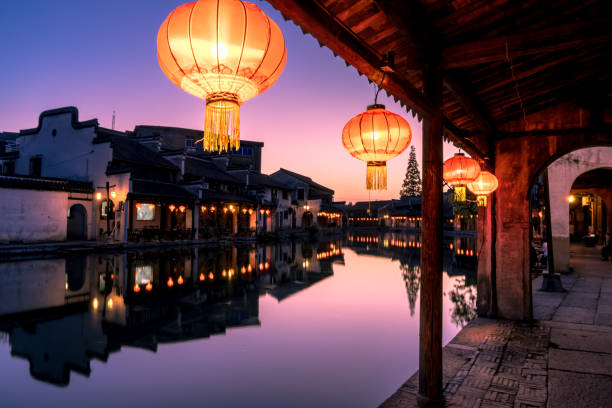 Ancient folk houses along river, Nanxun ancient town, China China - East Asia, Shanghai, Suzhou, Wuzhen, Alley wuzhen stock pictures, royalty-free photos & images