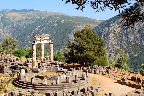 Ancient Greek Delphi Temple stock photo