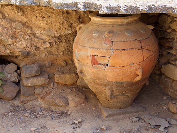 Ancient Minoan Storage Vase - Greece, Crete, Phaistos stock photo