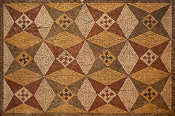 Ancient Mosaic Background Ancient floor mosaic detail from south east of Turkey. mesopotamian stock pictures, royalty-free photos & images