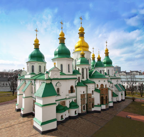 Ancient orthodox cathedral in Ukraine stock photo