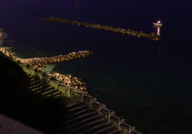 Ancona city beach at night (Marche, Italy) stock photo