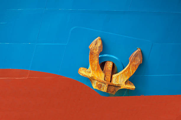 Ancor, detail of a freight vessel stock photo