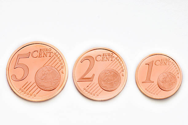 1, 2 and 5euro cents stock photo