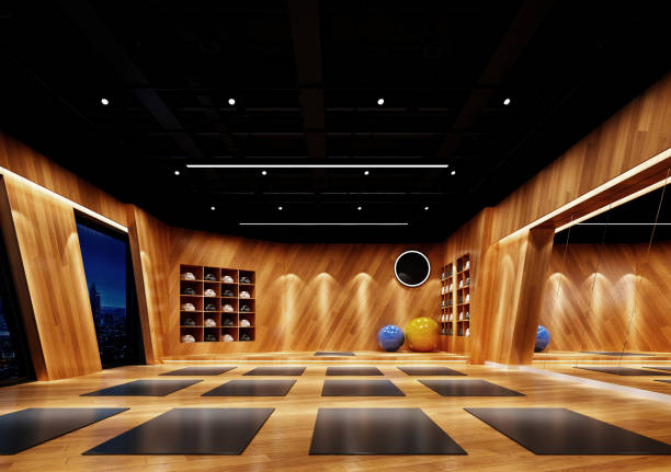 GYM and Yoga Saloon. 3D Rendering. GYM and Yoga Saloon. 3D Rendering. yoga ball work stock pictures, royalty-free photos & images