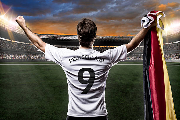 animation of a german soccer jersey in a stadium with a flag - germany soccer 個照片及圖片檔