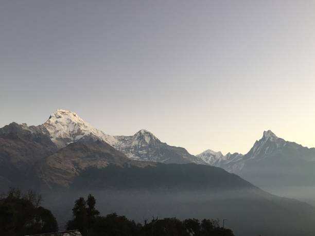 Annapurna Mountains just before sunrise stock photo