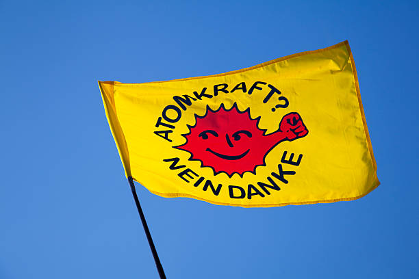 Anti nuclear power flag stock photo