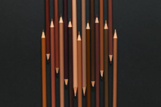 Anti racism concept Heart shape from pencils of various skin colors. anti racism stock pictures, royalty-free photos & images