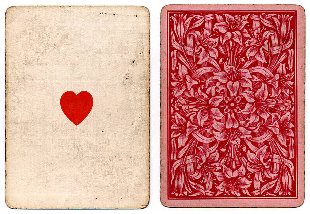 Antique ace of hearts 1864 with floral back design stock photo