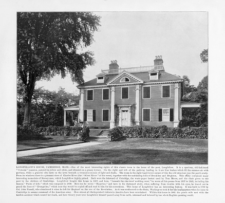Antique American Photograph: Longfellow’s House, Cambridge, Massachusetts, United States, 1893: Original edition from my own archives. Copyright has expired on this artwork. Digitally restored.