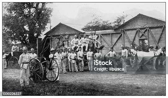 istock Antique black and white photograph: Bamberos or Manila Fire Company, Philippines 1330226327