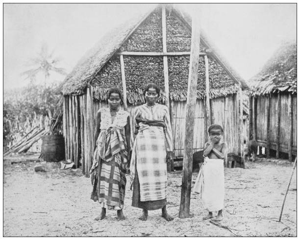 Antique black and white photograph: Betsimisaraka people Antique black and white photograph: Betsimisaraka people african culture photos stock illustrations