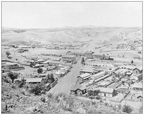 Antique black and white photograph of American landmarks: Tucson, Arizona