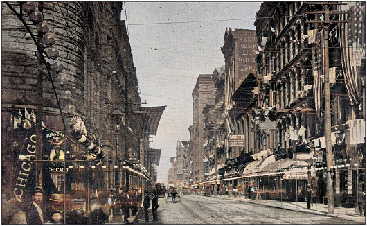 Antique colorized photo of Cincinnati, Ohio: Vine Street