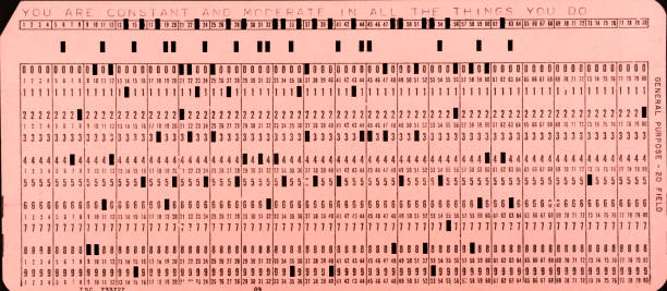 Antique Computer Punch Card stock photo