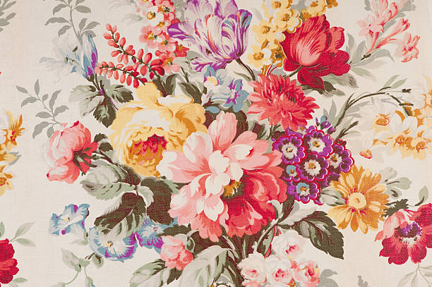 Antique floral fabric SB43 Close Up stock photo