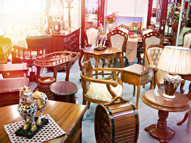 Antique furniture store Antique furniture store with wooden goods antique stock pictures, royalty-free photos & images