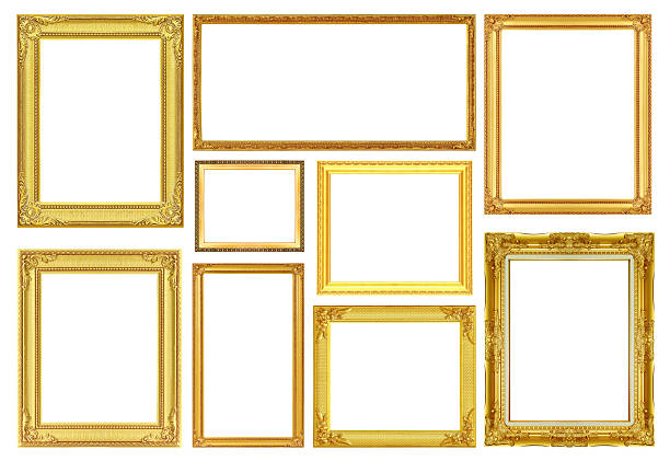 antique gold frame on the white background The antique gold frame on the white background mirror object photos stock pictures, royalty-free photos & images