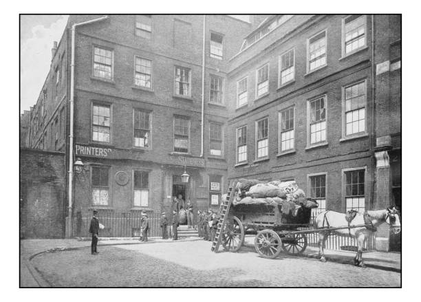 античные фотографии лондона: dr johnson house, гоф-сквер - johnson & johnson stock illustrations