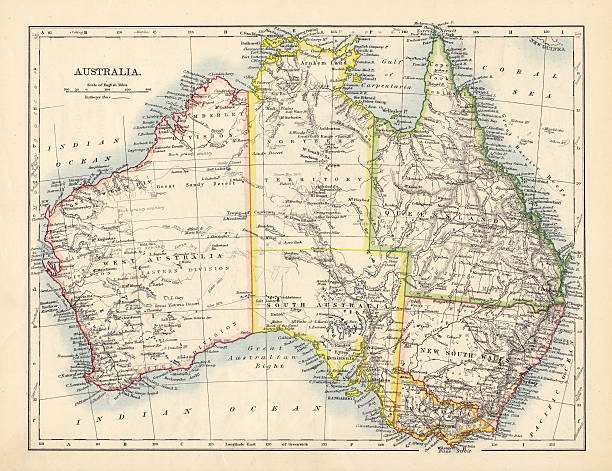 Antique Map of Australia stock photo