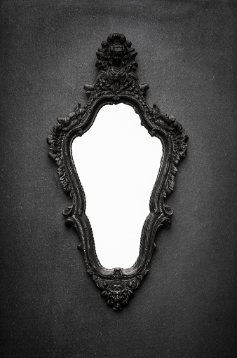Antique Mirror On A Black Background Stock Photo ...