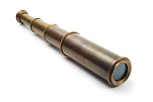 istock Antique naval spyglass telescope on a white background 1357099967