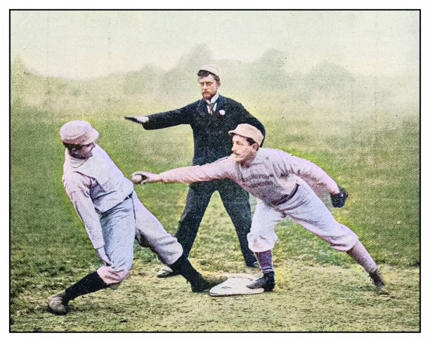 Antique photo: Baseball vector art illustration