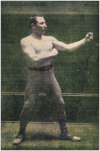 Antique photo: Portrait of French boxer Charlemont
