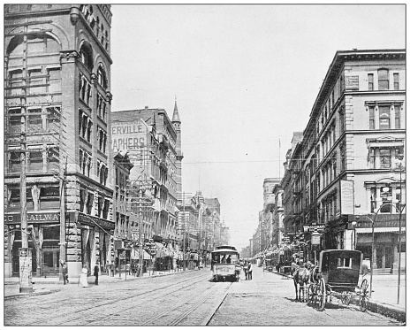 Antique photograph: Broadway, Chestnut Street, Saint Louis