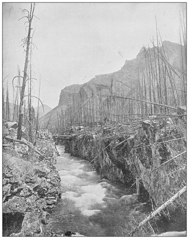 Antique photograph: Devil's Gorge, Banff, Northwest Territories, Canada