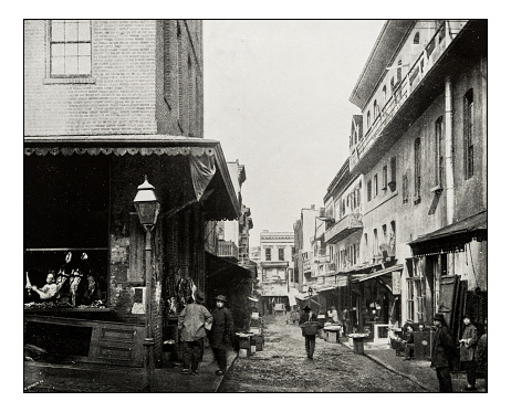 Antique photograph of Chinatown in San Francisco
