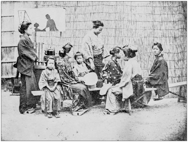 Antique photograph of people from the World: Chinese people Antique photograph of people from the World: Chinese people chinese culture photos stock illustrations